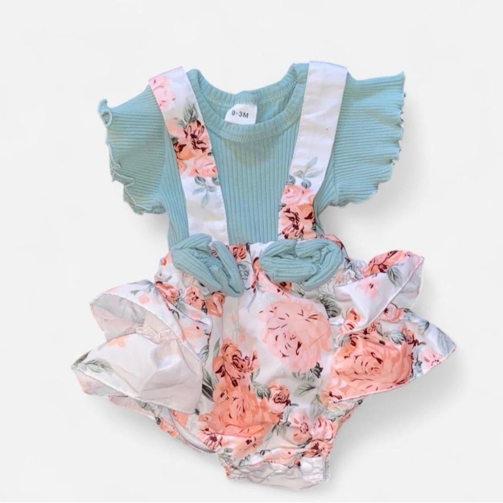 Floral Ruffle Sleeve Baby Romper